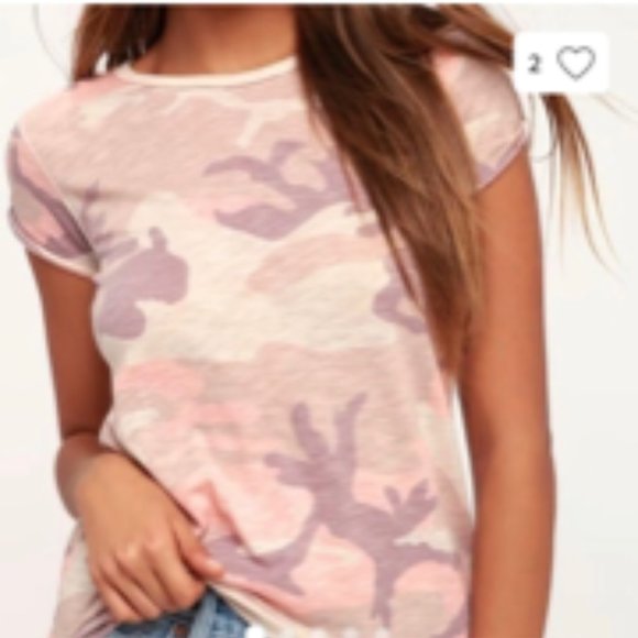 Free People Tops - Free People Blush Combo Camo T-Shirt